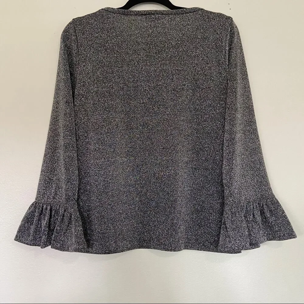 J. Crew Metallic Sparkle Bell Sleeve Blouse Medium